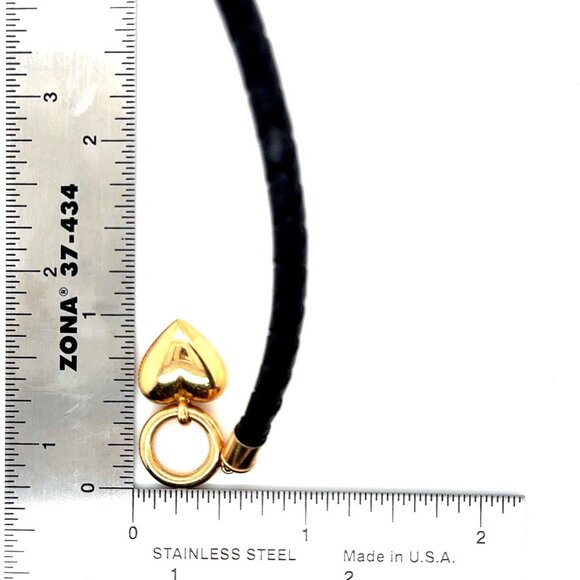 Gorgeous 14K Gold Heart Toggle Genuine Leather Necklace - Picture 4 of 7
